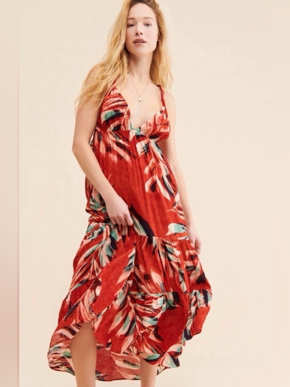 Anthropologie The Danika Red Maxi Dress Size Large NWT